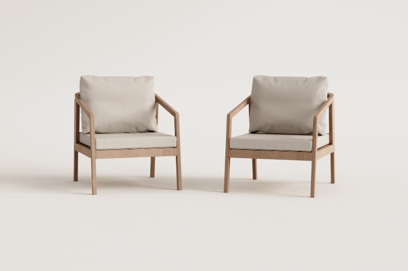 Lot de 2 fauteuils Kaela en bois d'acacia et corde tressée 