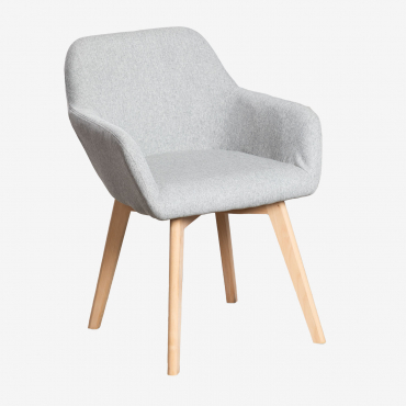 Chaise De Salle À Manger Avec Accoudoirs Tapissée Ervi Gris Clair - Sklum