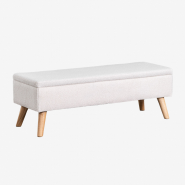 Banc De Coffre Rembourré Adirane ↔︎ 140 Cm & Chenille Blanc - Sklum