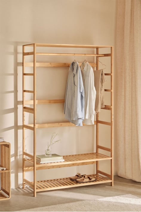 Armoire ouverte en bois de bambou Krauford