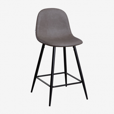 Tabouret Haut Glamm En Simili Cuir Gris Anthracite & ↑65 Cm & Noir - Sklum
