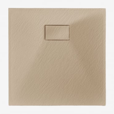 Receveur De Douche Carré Soho, Antidérapant Et Extra-plat En Résine Smc Marrón Arena Claro & 80 X 80 Cm - Sklum