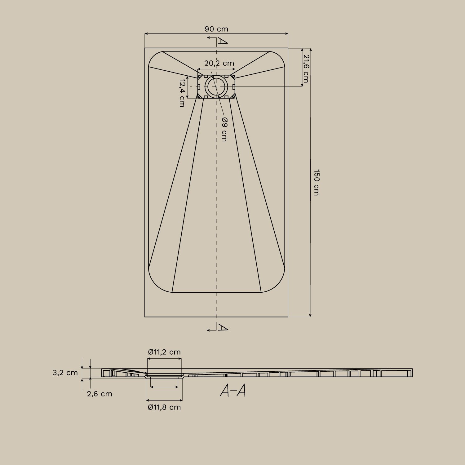 Receveur de douche rectangulaire Soho en résine SMC extra-plat, antidérapant, mesures