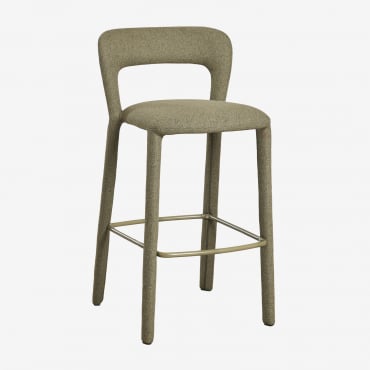 Lot De 2 Tabourets Hauts Avec Dossier Rembourré Brusel ↑75 Cm & Tissu Vert Sauge - Sklum