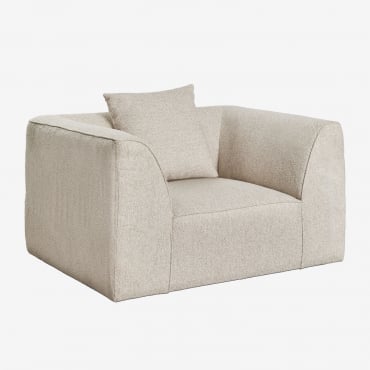 Fauteuil Rembourré Cardea Bouclé Beige Crème - Sklum
