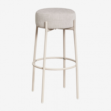 Lot De 2 Tabourets Hauts Rembourrés Anisa, 75 Cm Tapioca Beige & Chenille Blanc Cassé - Sklum