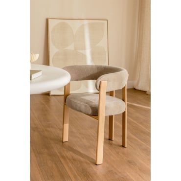 Chaise de salle à manger avec accoudoirs, rembourrée et en fer Jolie