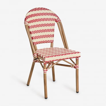 Chaise De Salle À Manger Empilable En Aluminium Brielle Bistro Rouge Bordeaux - Beige Crème - Sklum