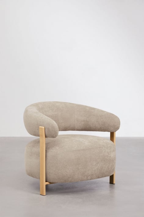 Pack de 2 fauteuils en tissu chenille et fer Jolie - Marron Bois Naturel
