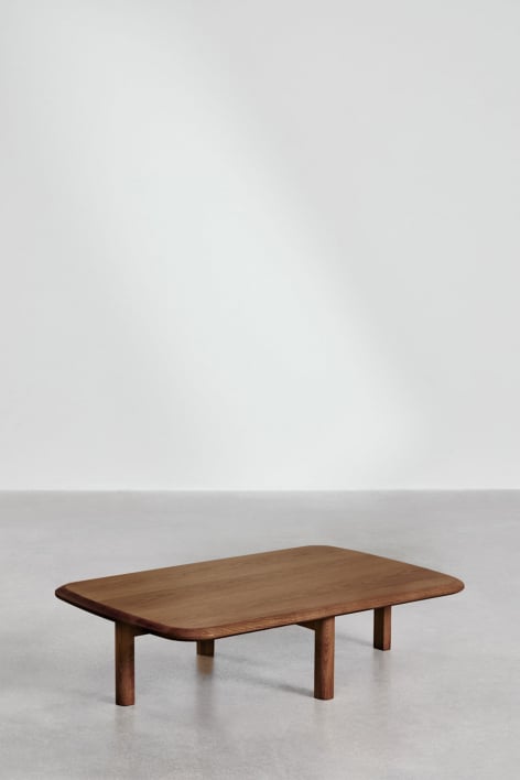 Table basse rectangulaire 100x65 cm en bois Trèves - Marron Noyer Foncé