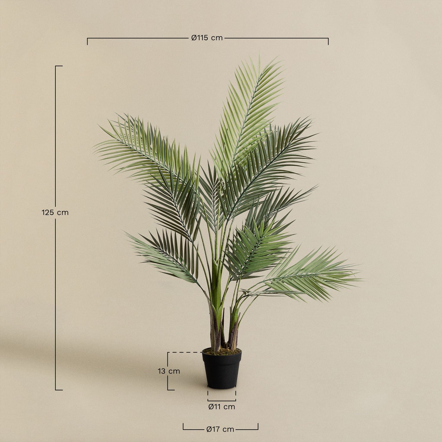 Plante Artificielle Décorative Palmier 125 cm, mesures