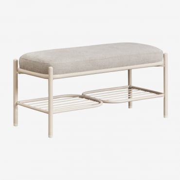 Banc Rembourré Anisa Tapioca Beige & Chenille Blanc Cassé - Sklum