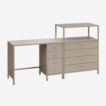 Ensemble De Bureau Avec Tiroirs Et Caisson En Acier Janine Moka Brown - Sklum
