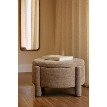 Pouf de rangement rond rembourré Cleo Ø70 cm
