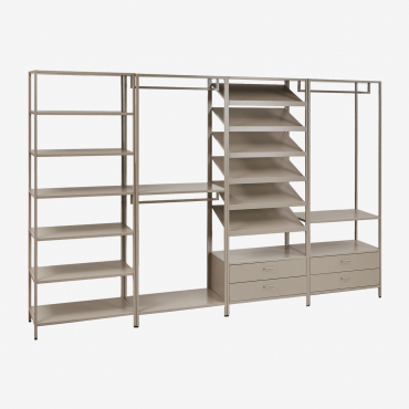 Armoire Modulaire Ouverte Janine 4 Pièces Avec Étagères En Acier Moka Brown - Sklum