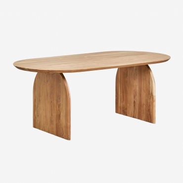 Table À Manger Ovale En Bois D'acacia (200x100 Cm) Bedum Bois Naturel - Sklum
