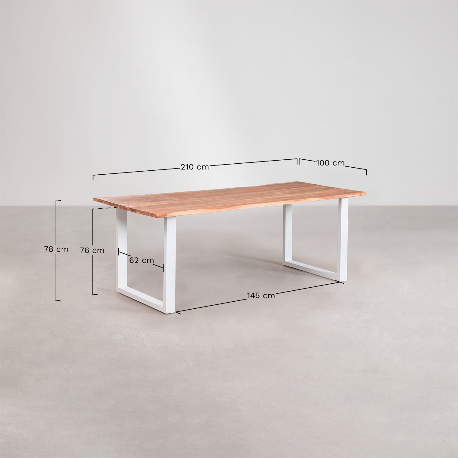 Table à manger rectangulaire en bois d'acacia Sami   , mesures