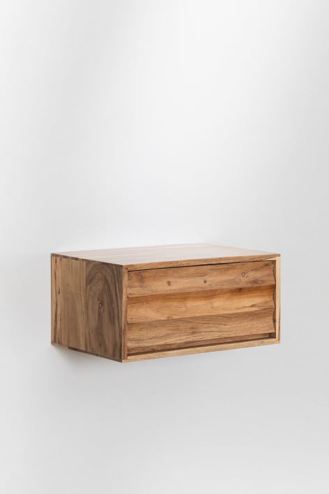 Pack de 2 tables de chevet flottantes rectangulaires 55x35 cm en bois d'acacia Petter