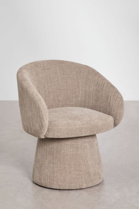 Lot de 2 fauteuils pivotants rembourrés Flavian - Tissu Gris Taupe