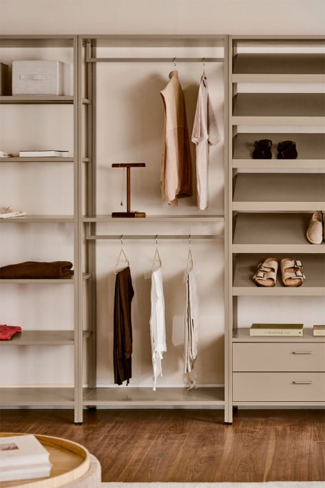 Armoire ouverte en acier Janine - Moka Brown