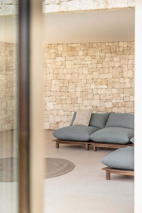 Module central inclinable pour canapé modulaire de jardin en bois d'acacia Brina