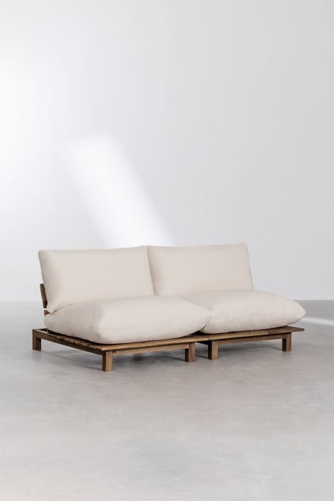 Canapé modulaire inclinable 2 pièces en bois d'acacia Brina - Beige Crème