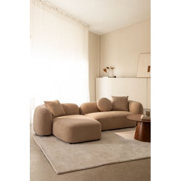 Canapé modulaire avec méridienne gauche en 2 pièces en chenille Coco