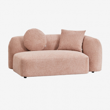 Module D'angle Droit 2 Places Pour Canapé Modulable En Chenille Coco Chenille Rose Quartz - Sklum