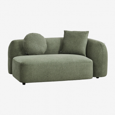 Module D'angle Droit 2 Places Pour Canapé Modulable En Chenille Coco Chenille Sage Vert - Sklum