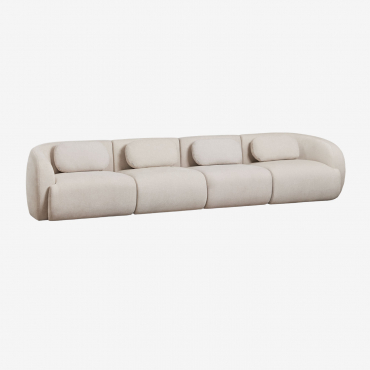 Canapé Modulaire Coquette 4 Pièces En Chenille Chenille Beige Crème - Sklum