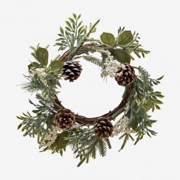 Couronne Décorative De Noël Ø25 Cm Avec Pommes De Pin Hollis Vert Foncé - Sklum