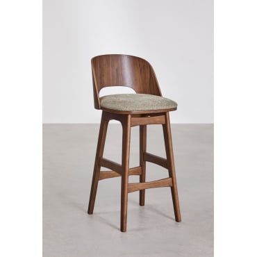 Tabouret haut Juna en bois et tissu d'ameublement