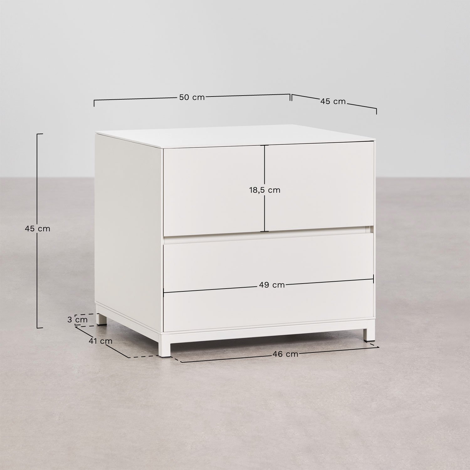 Table de chevet Kivora en MDF 50x45 cm, mesures