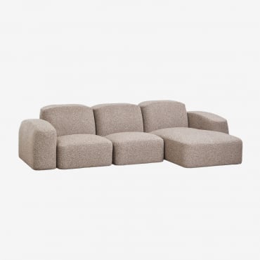 Canapé Modulable Bastian 3 Pièces Avec Méridienne Droite Tissu Bouclé Brun Moka - Sklum