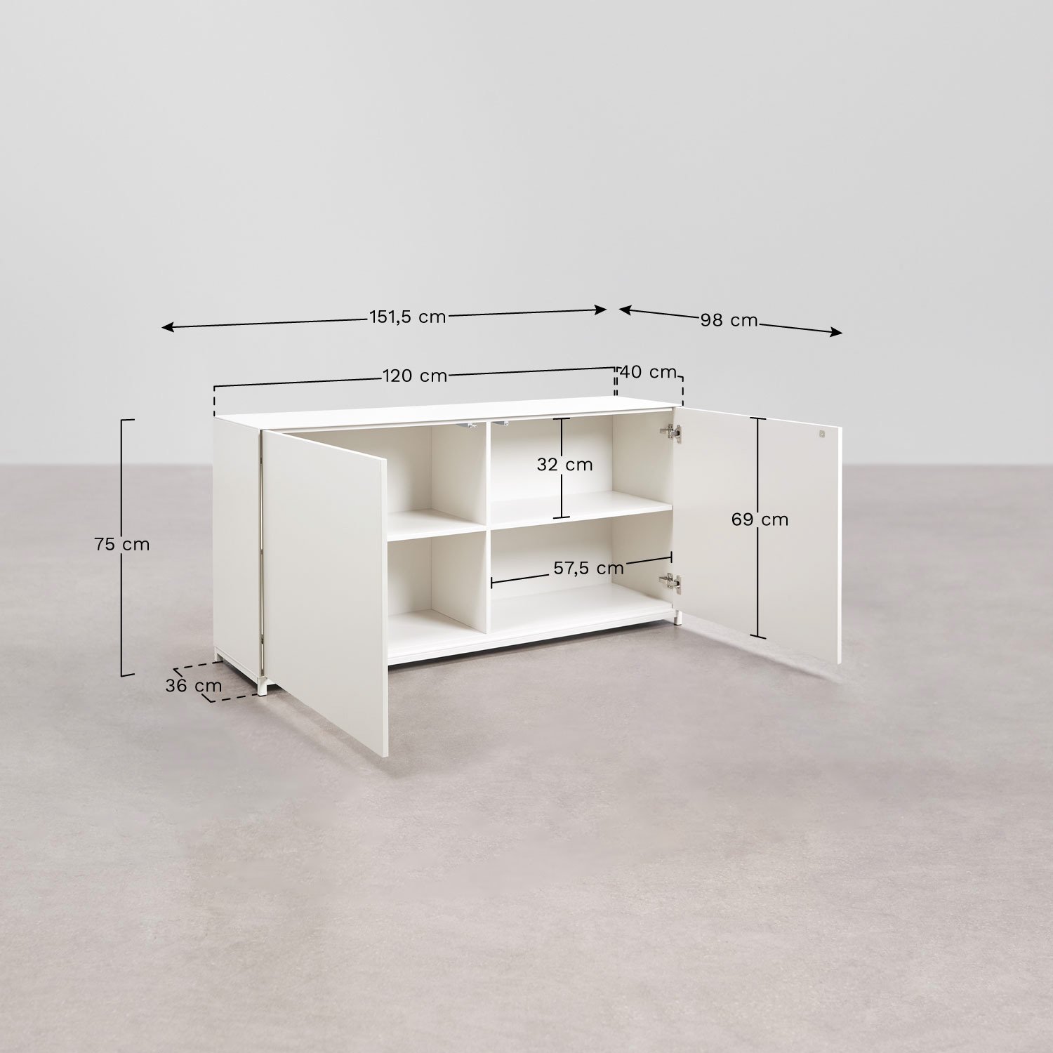 Buffet Kivora en MDF, mesures