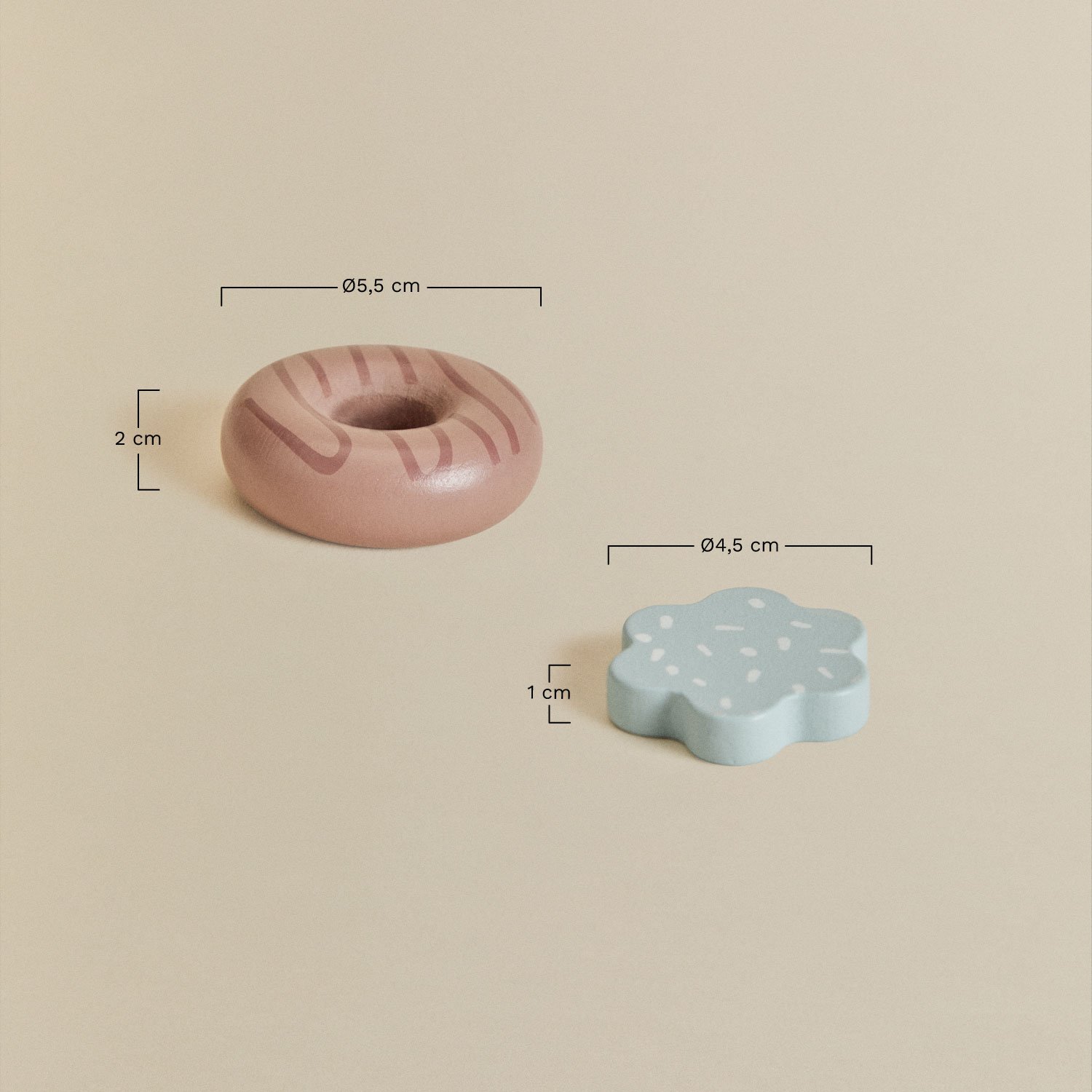 Ensemble d'accessoires de boulangerie en bois Leda Kids, mesures