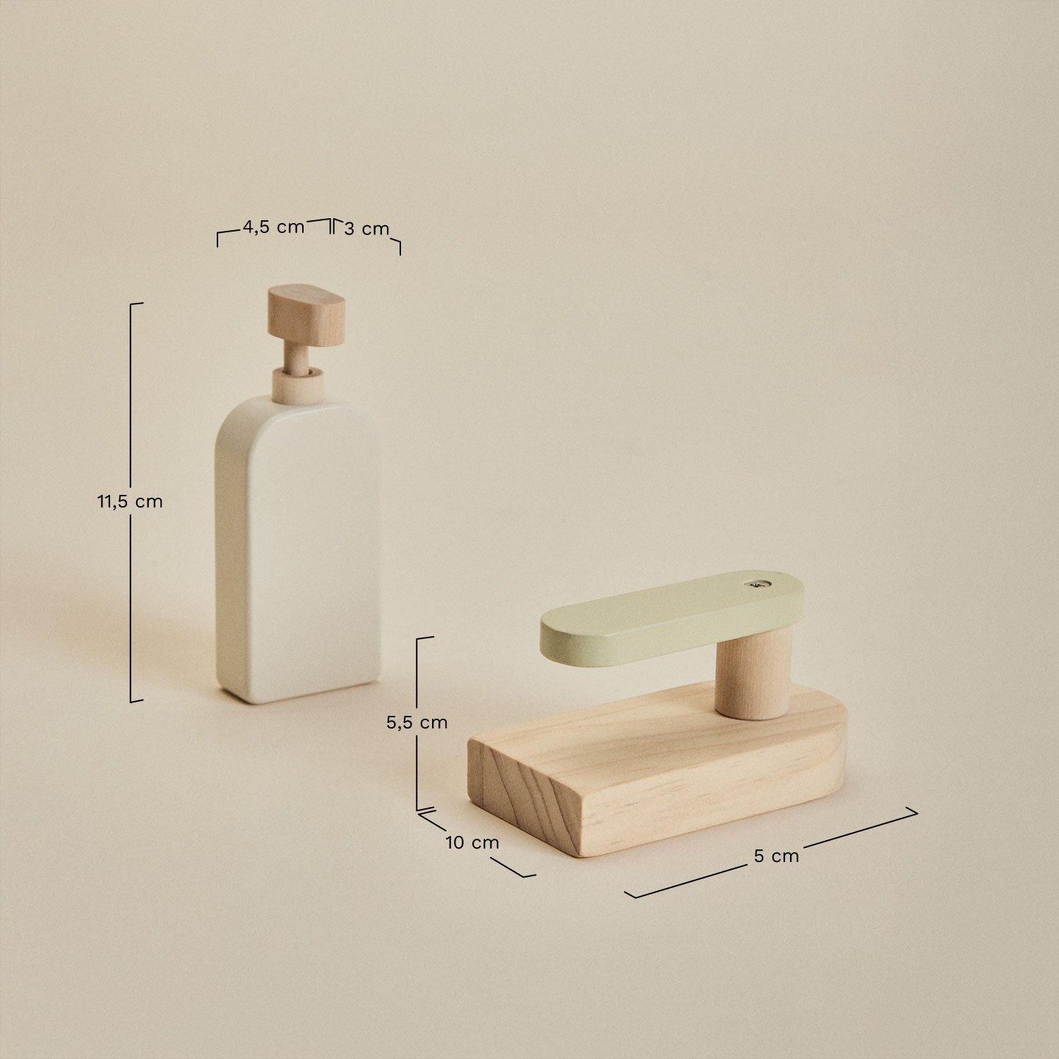 Machine à laver en bois Glenn Kids, mesures