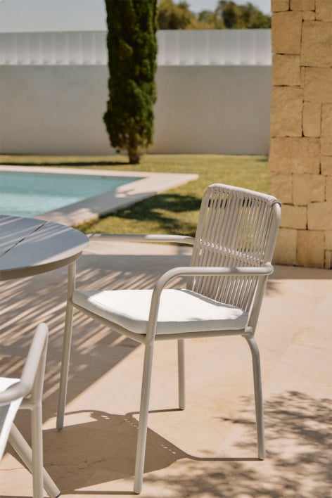 Chaise de jardin empilable avec accoudoirs en aluminium Alberta - Gris Clair