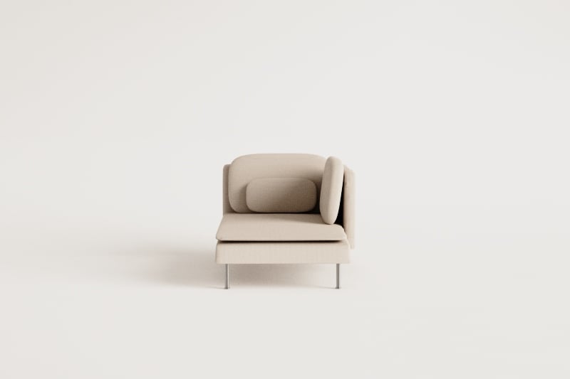 Module chaise longue droite avec accoudoirs pour canapé modulable Oriol