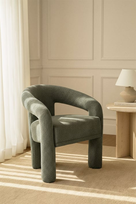 Fauteuil rembourré Greca - Bouclé Vert Sauge