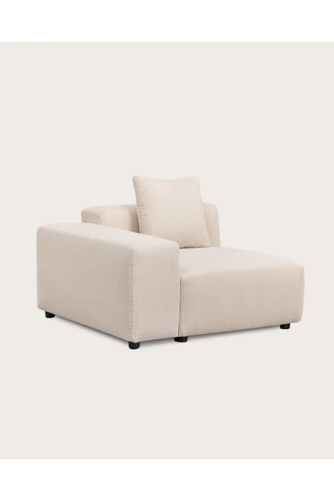 Module d'angle gauche 115x113 cm avec accoudoir bas et coussin pour canapé modulaire Bruna