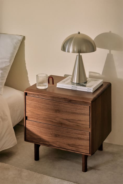 Table de chevet rectangulaire 50x40 cm en bois Treveris - Marron Noyer Foncé