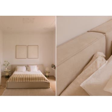 Lit avec sommier coffre tapissé Lunari