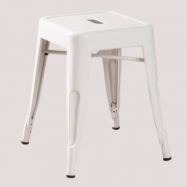 Tabouret Bas 45 Cm Empilable En Acier Lix Blanc - Sklum