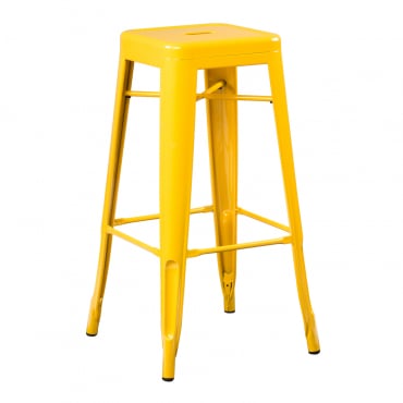 Pack De 4 Tabourets Hauts Empilables En Acier Lix Jaune Fresia & ↑75 Cm - Sklum