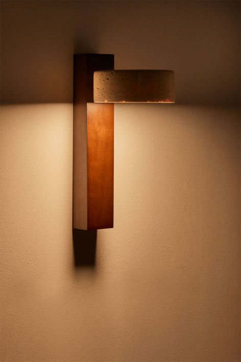 Applique mural LED orientable en bois et travertin Davise
