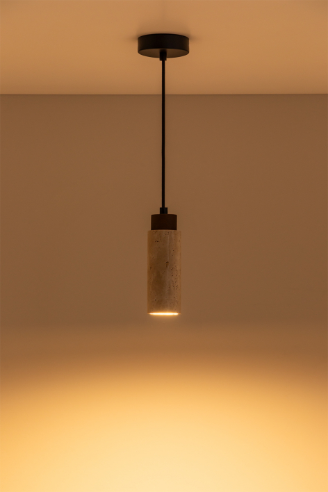 Lampe suspendue de plafond Ø6,5 cm en travertin Davise