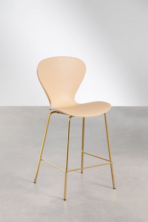 Tabouret haut 65 cm marron blé et pieds en fer doré Uit - Polypropylène Brun Blé