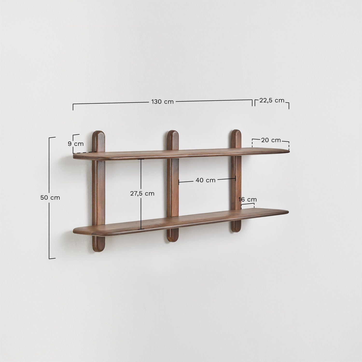 Étagère murale en bois Veleta, mesures