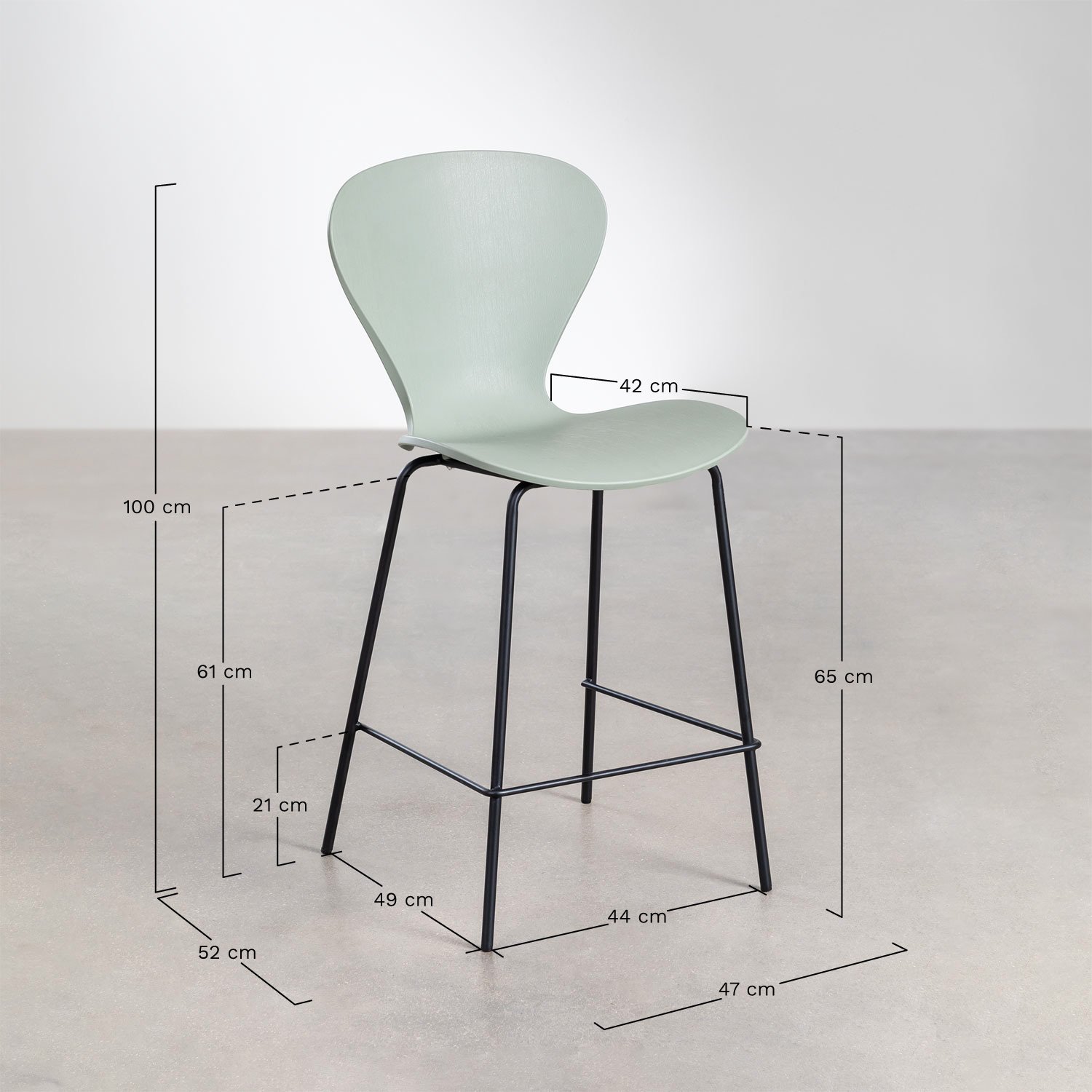 Sur un tabouret haut., mesures